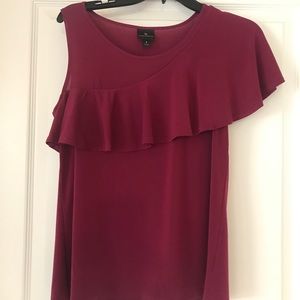Pretty Worthington Wine Color Asymmetrical Top